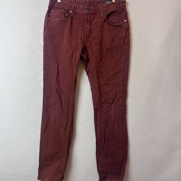Bonobos mens Travel Jeans Straight Leg maroon red sz 33‎ x 32 preppy denim - Picture 1 of 7